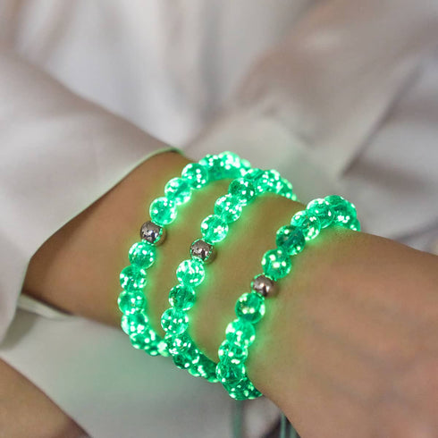 Sarcelle | Argent | Bracelet macramé verre luciole
